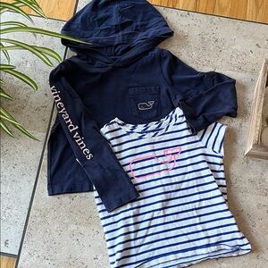 Vineyard Vines Kids Navy Hoodie and Striped Tee Set